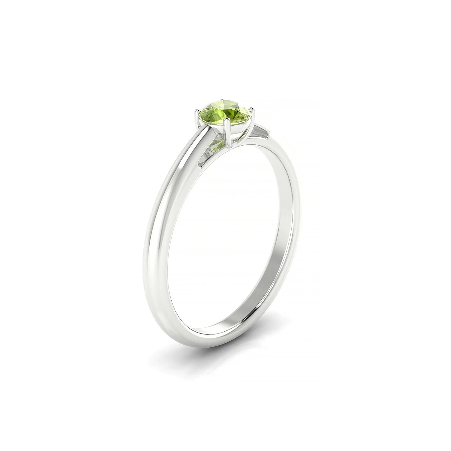 Treasure | 18k White Gold 4.5 mm Round Peridot Ring