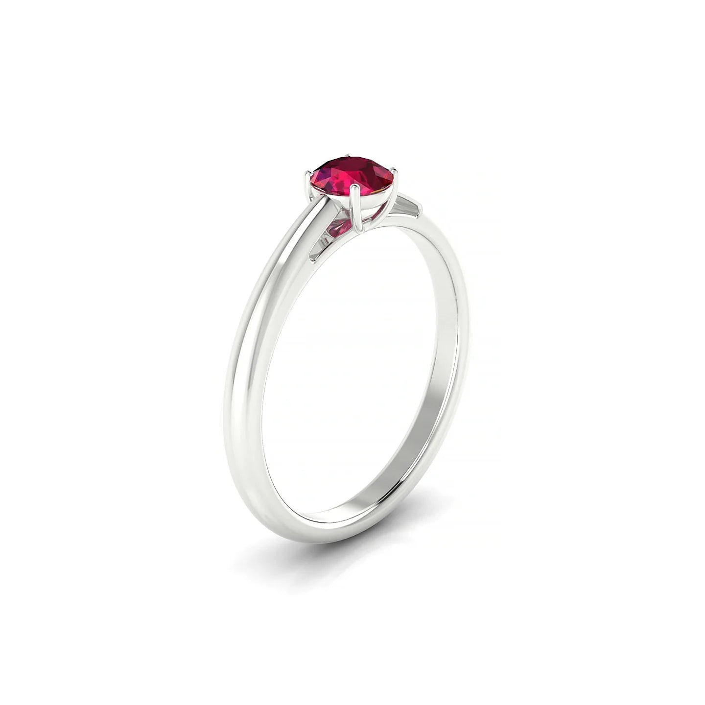 Treasure | 18k White Gold 4.5 mm Round Ruby Ring
