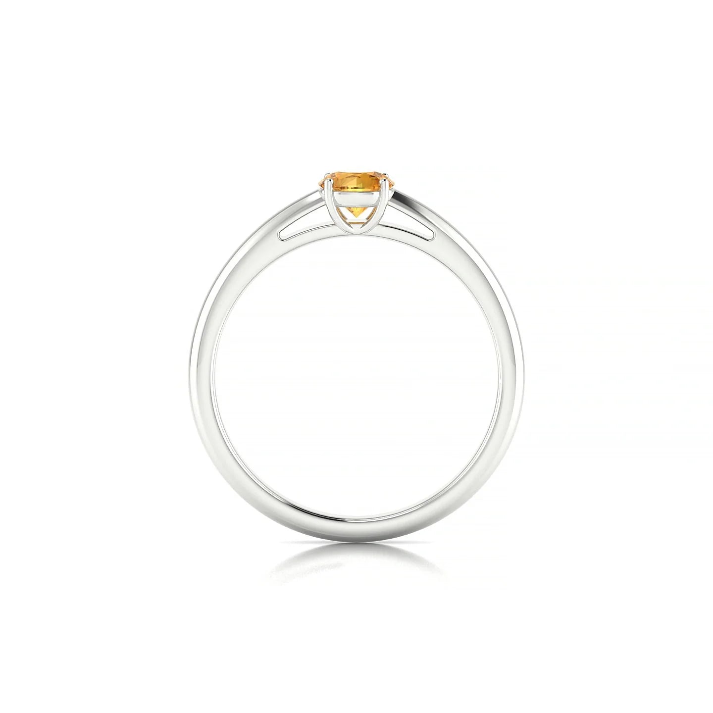 Treasure | 18k White Gold 4.5 mm Round Citrine Ring