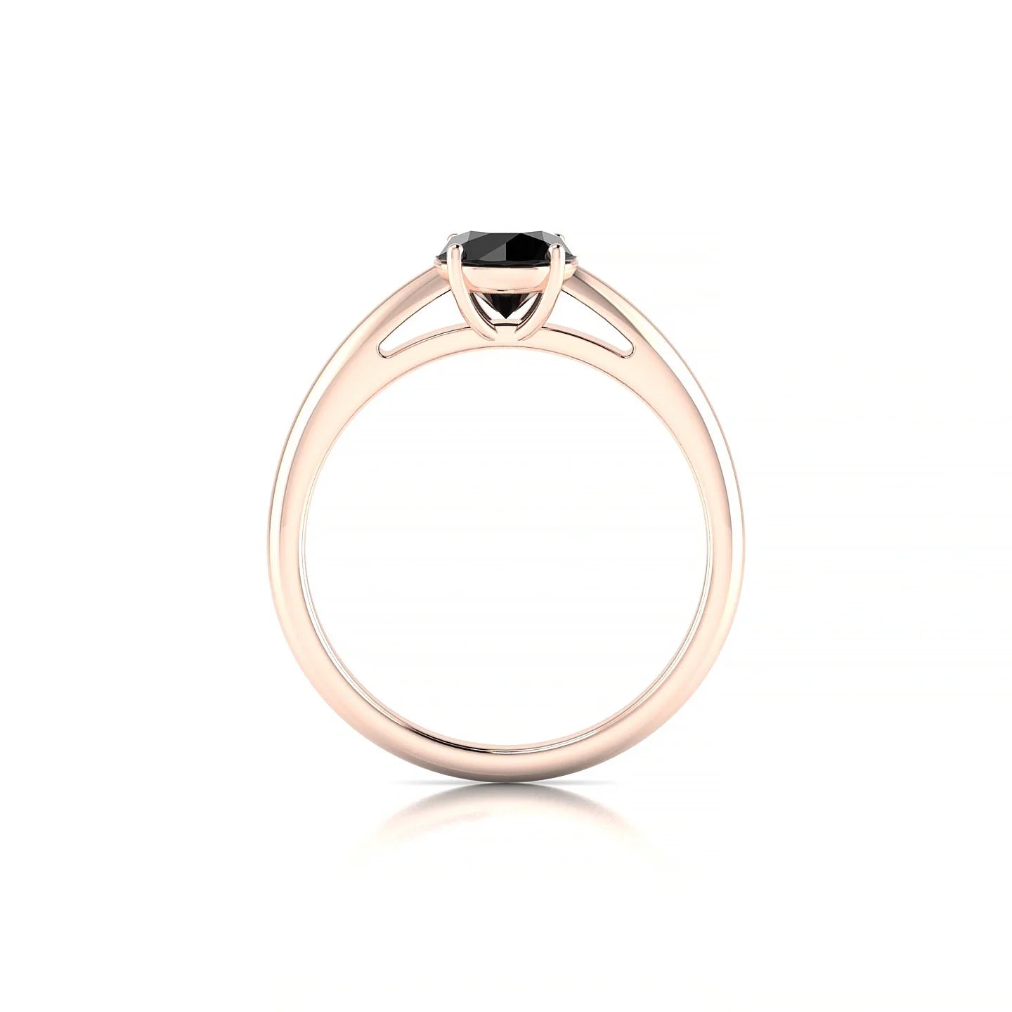 Treasure | 18k Rose Gold 6 mm Round Black Diamond Ring