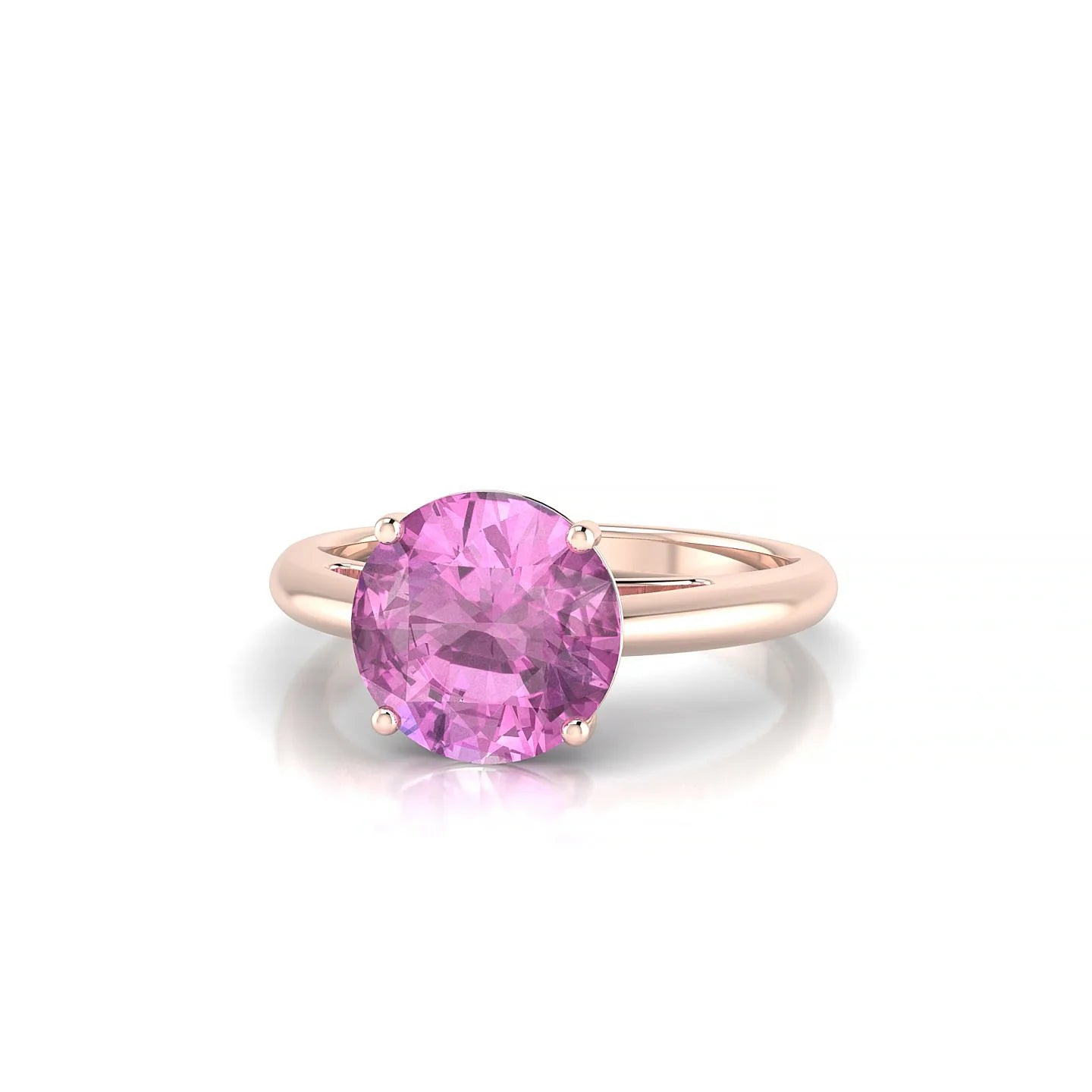Treasure | 18k Rose Gold 8 mm Round Pink Sapphire Ring