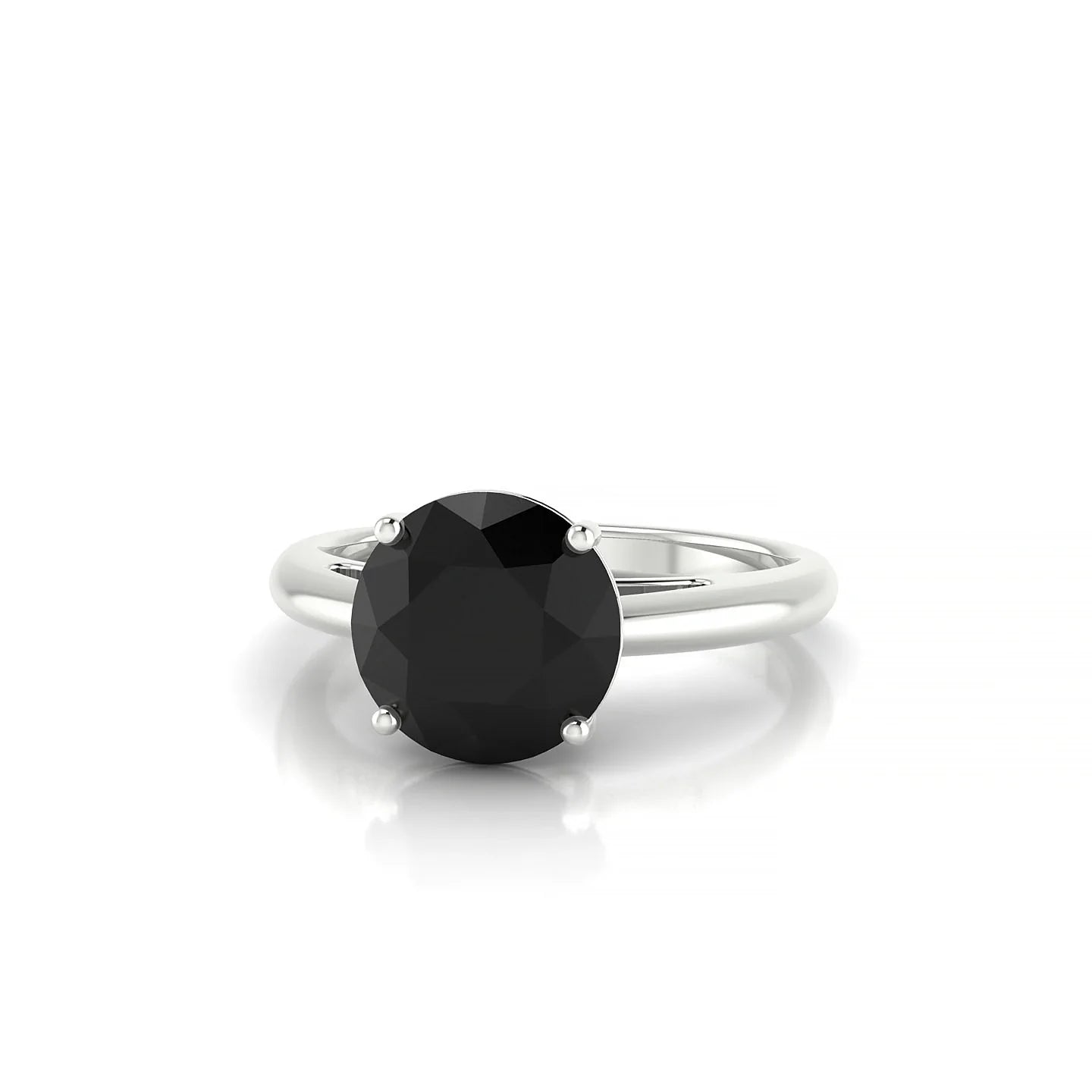 Treasure | 18k White Gold 8 mm Round Black Diamond Ring