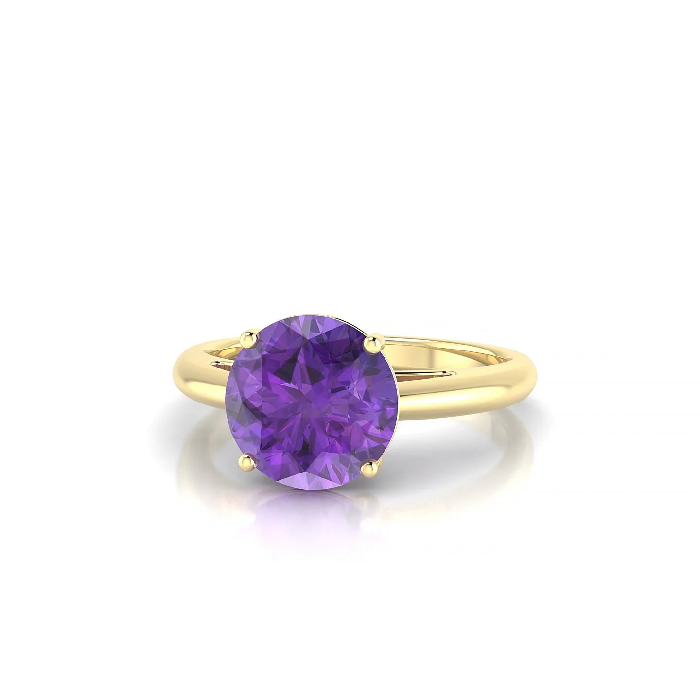 Treasure | 18k Yellow Gold 8 mm Round Amethyst Ring