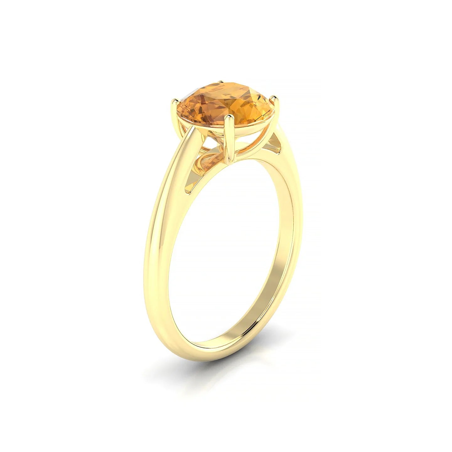 Treasure | 18k Yellow Gold 8 mm Round Citrine Ring