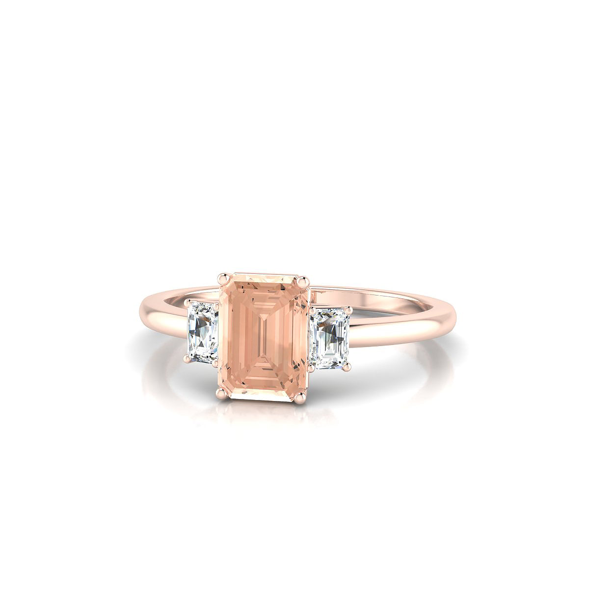 Trio | 18k Rose Gold 7 x 5 mm Emerald Morganite Ring