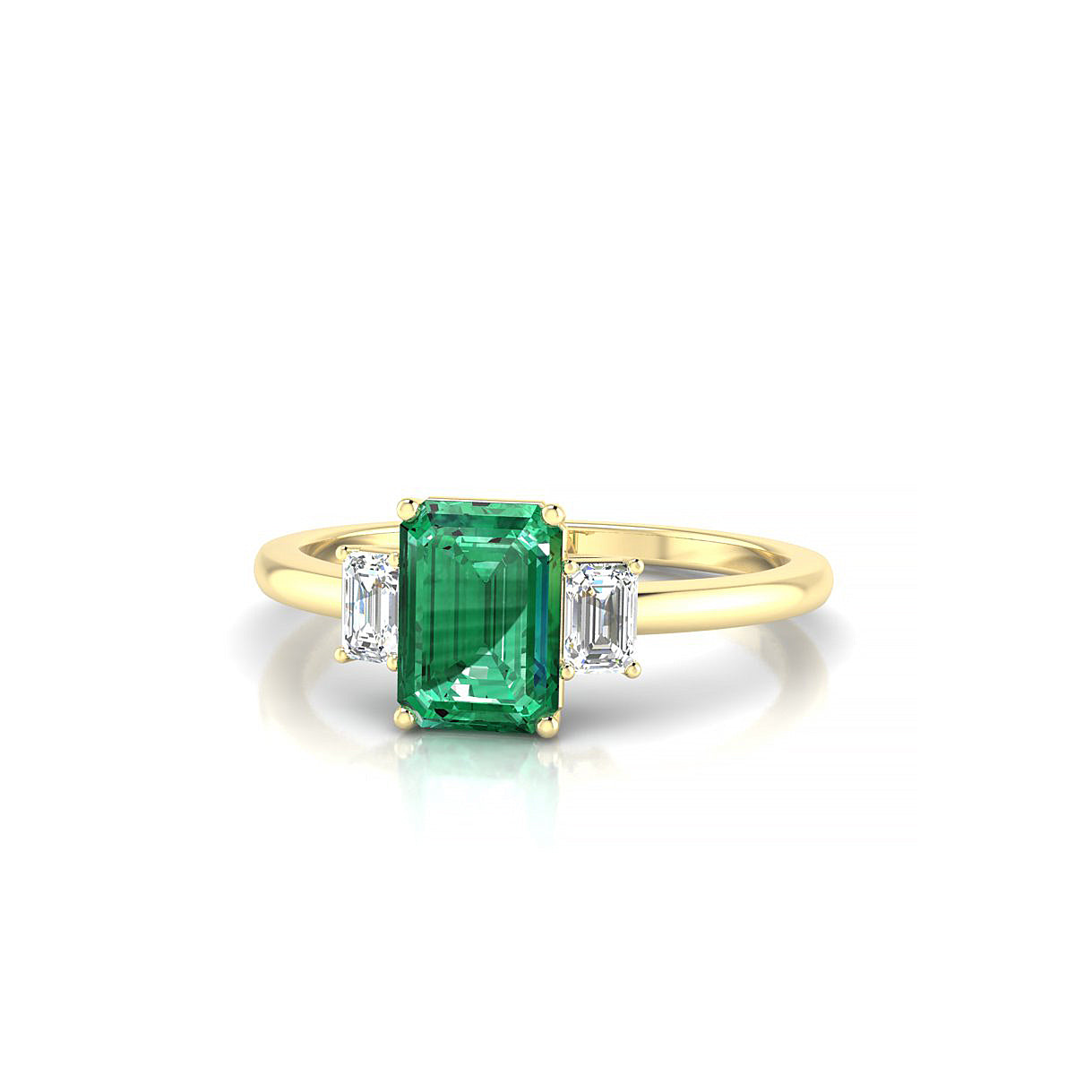 Trio | 18k Yellow Gold 7 x 5 mm Emerald Emerald Ring