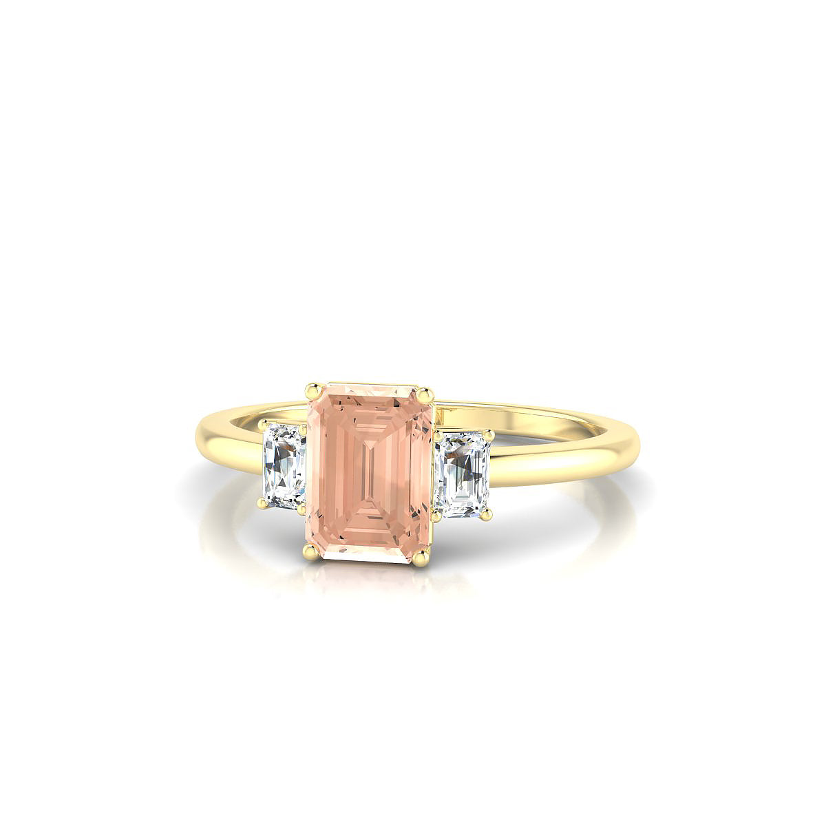Trio | 18k Yellow Gold 7 x 5 mm Emerald Morganite Ring