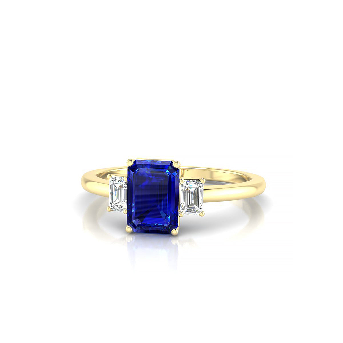 Trio | 18k Yellow Gold 7 x 5 mm Emerald Sapphire Ring