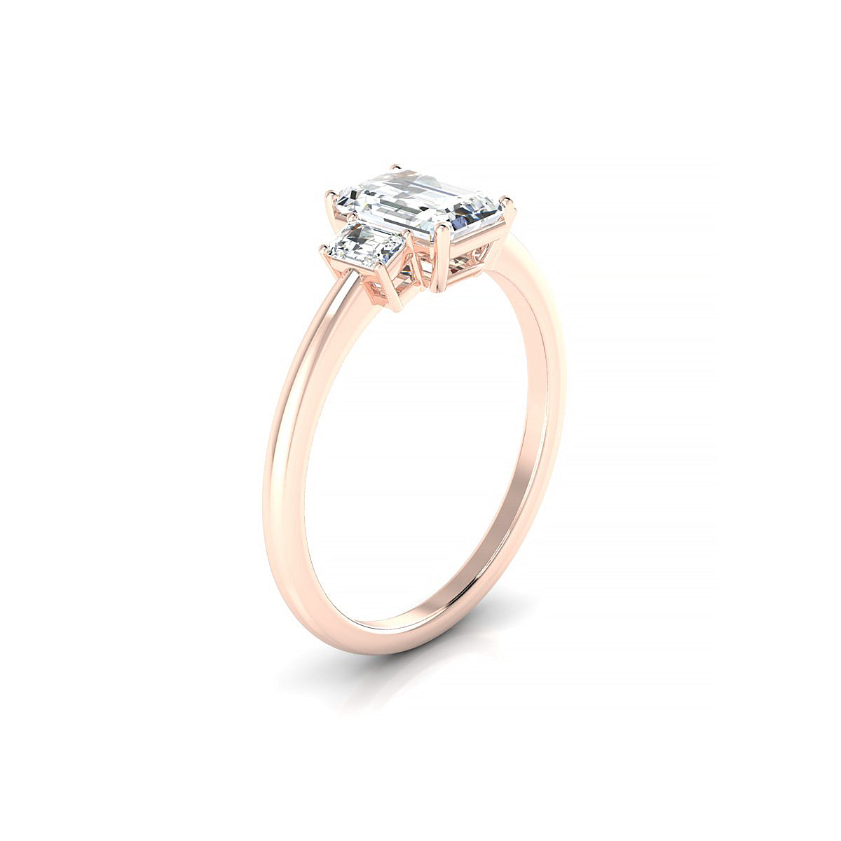 Trio | 18k Rose Gold 7 x 5 mm Emerald Diamond Ring