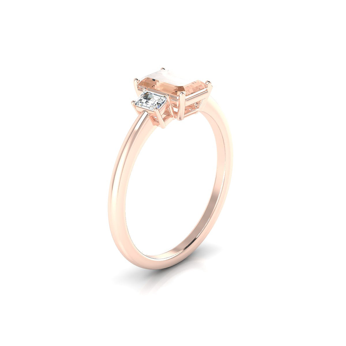 Trio | 18k Rose Gold 7 x 5 mm Emerald Morganite Ring
