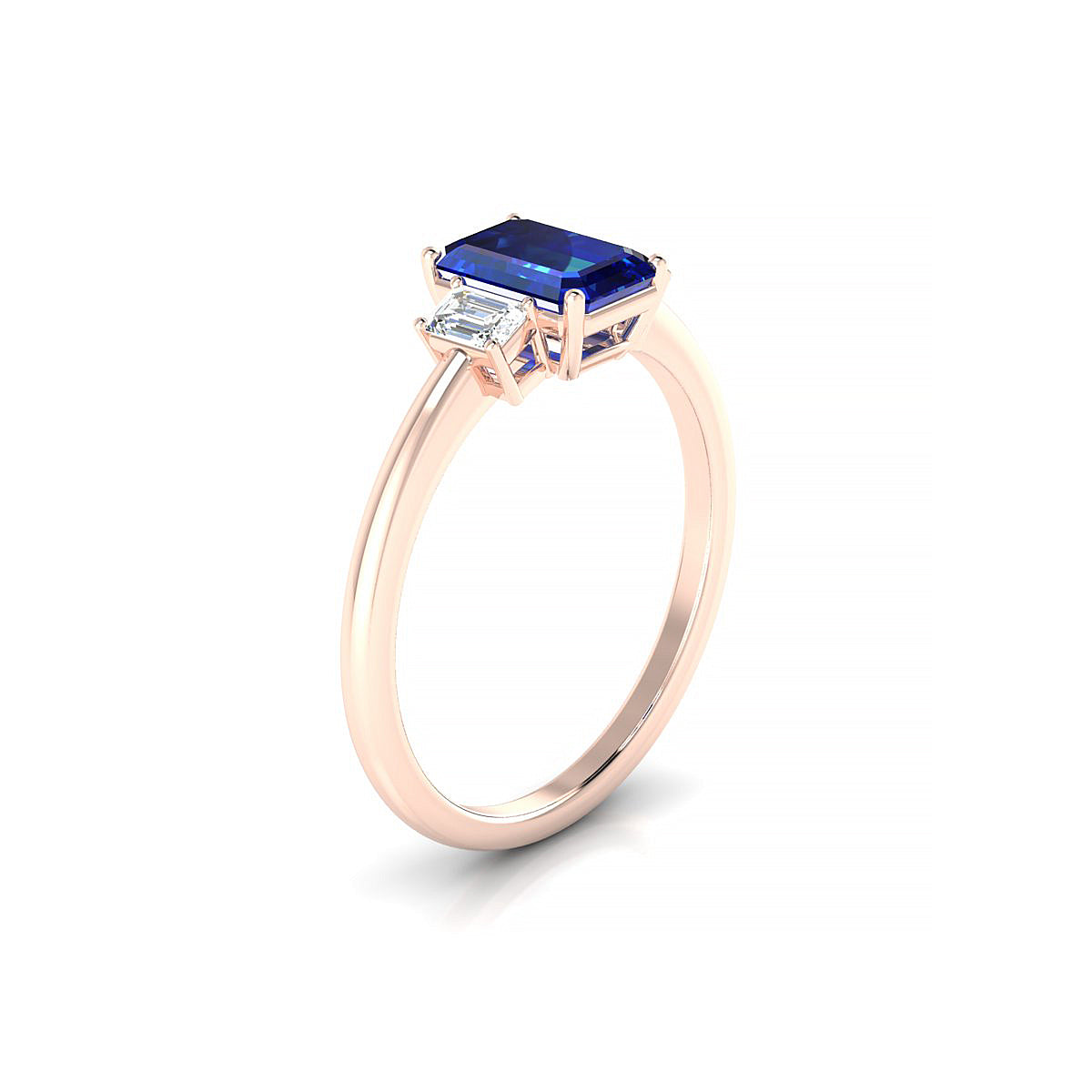 Trio | 18k Rose Gold 7 x 5 mm Emerald Sapphire Ring