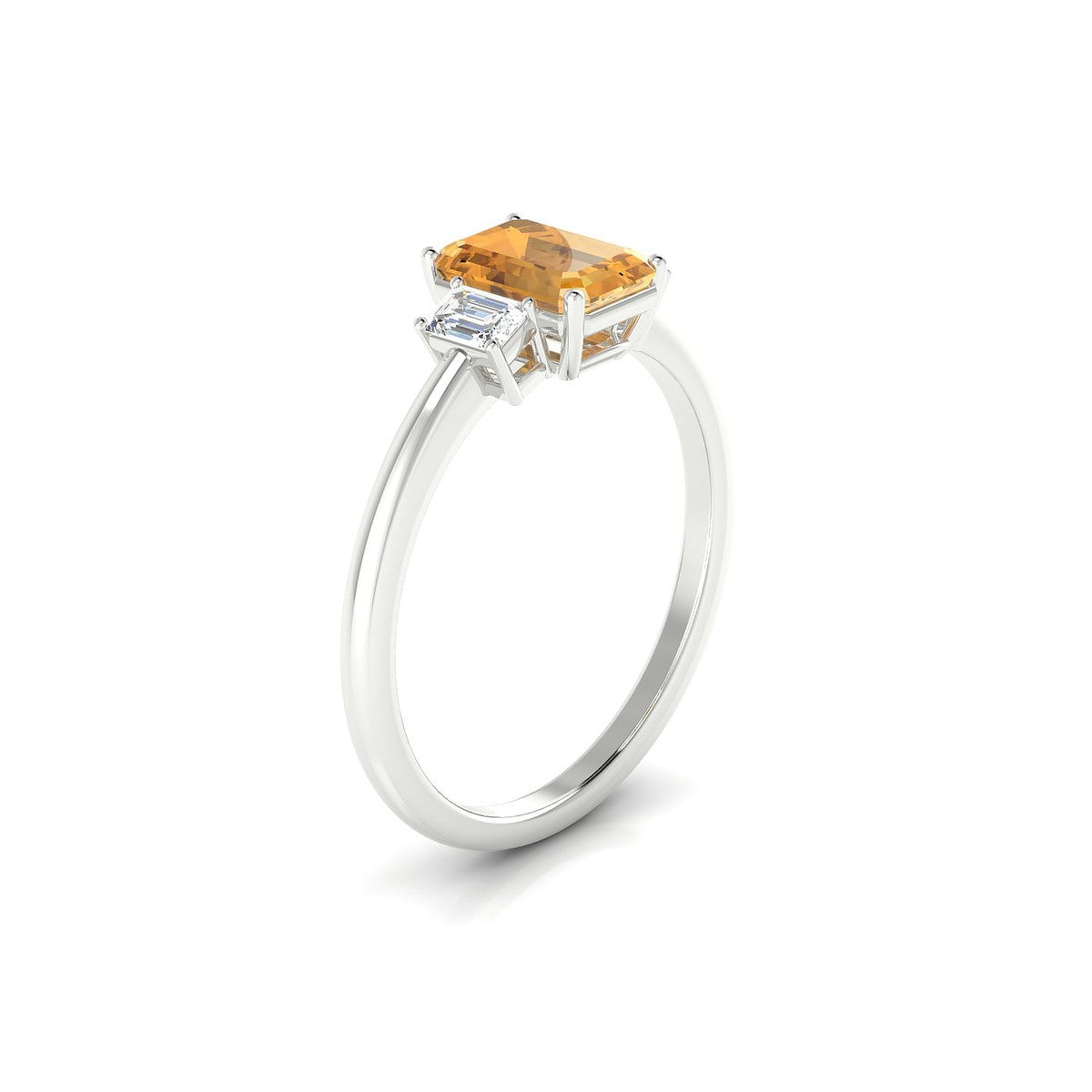 Trio | 18k White Gold 7 x 5 mm Emerald Citrine Ring