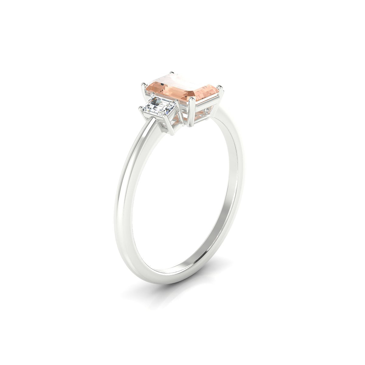 Trio | 18k White Gold 7 x 5 mm Emerald Morganite Ring