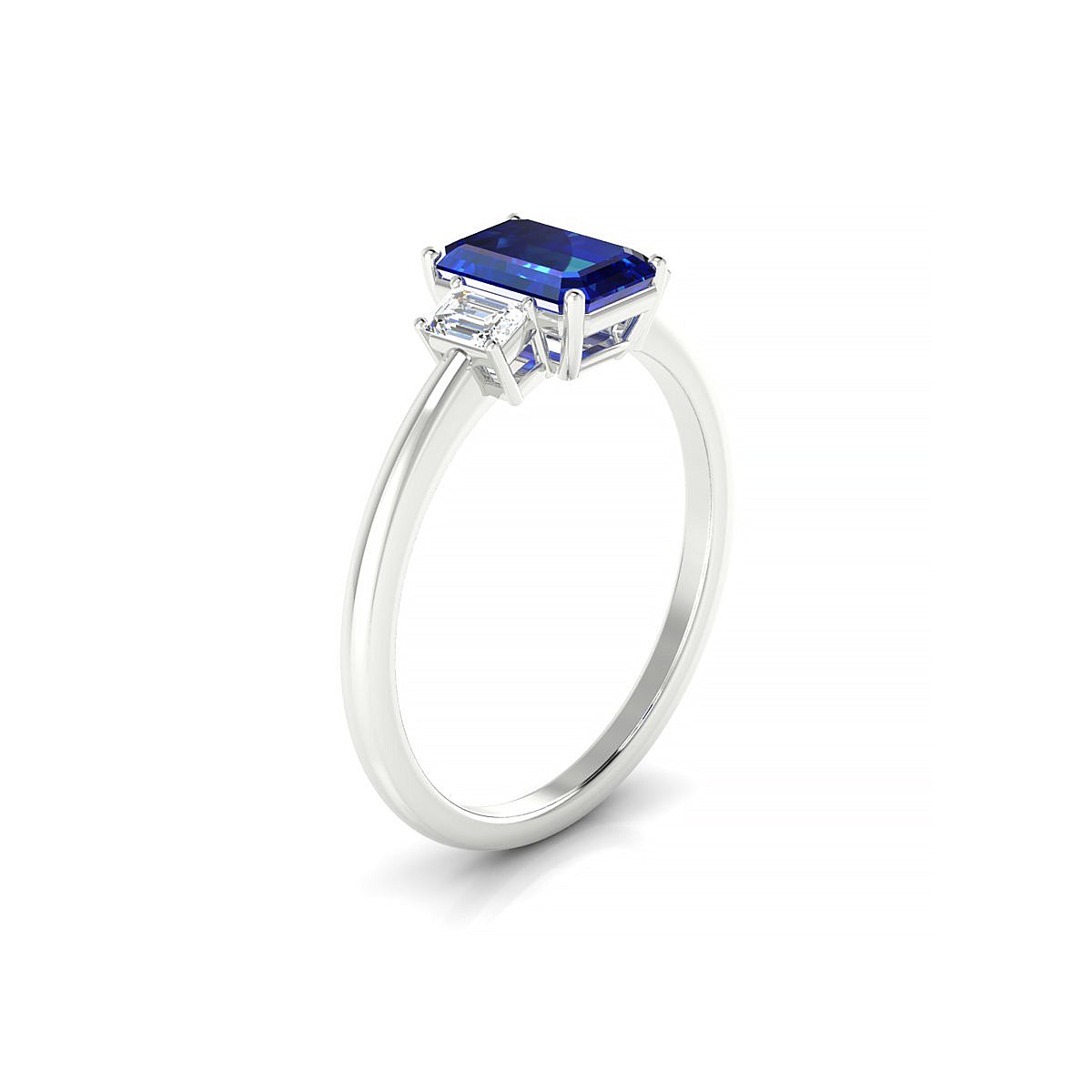 Trio | 18k White Gold 7 x 5 mm Emerald Sapphire Ring