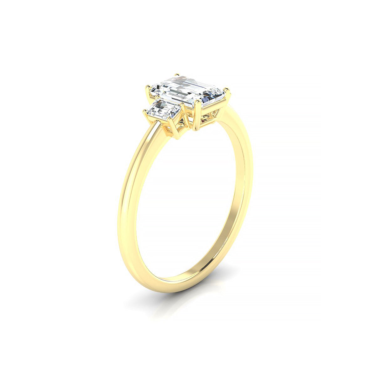 Trio | 18k Yellow Gold 7 x 5 mm Emerald Diamond Ring