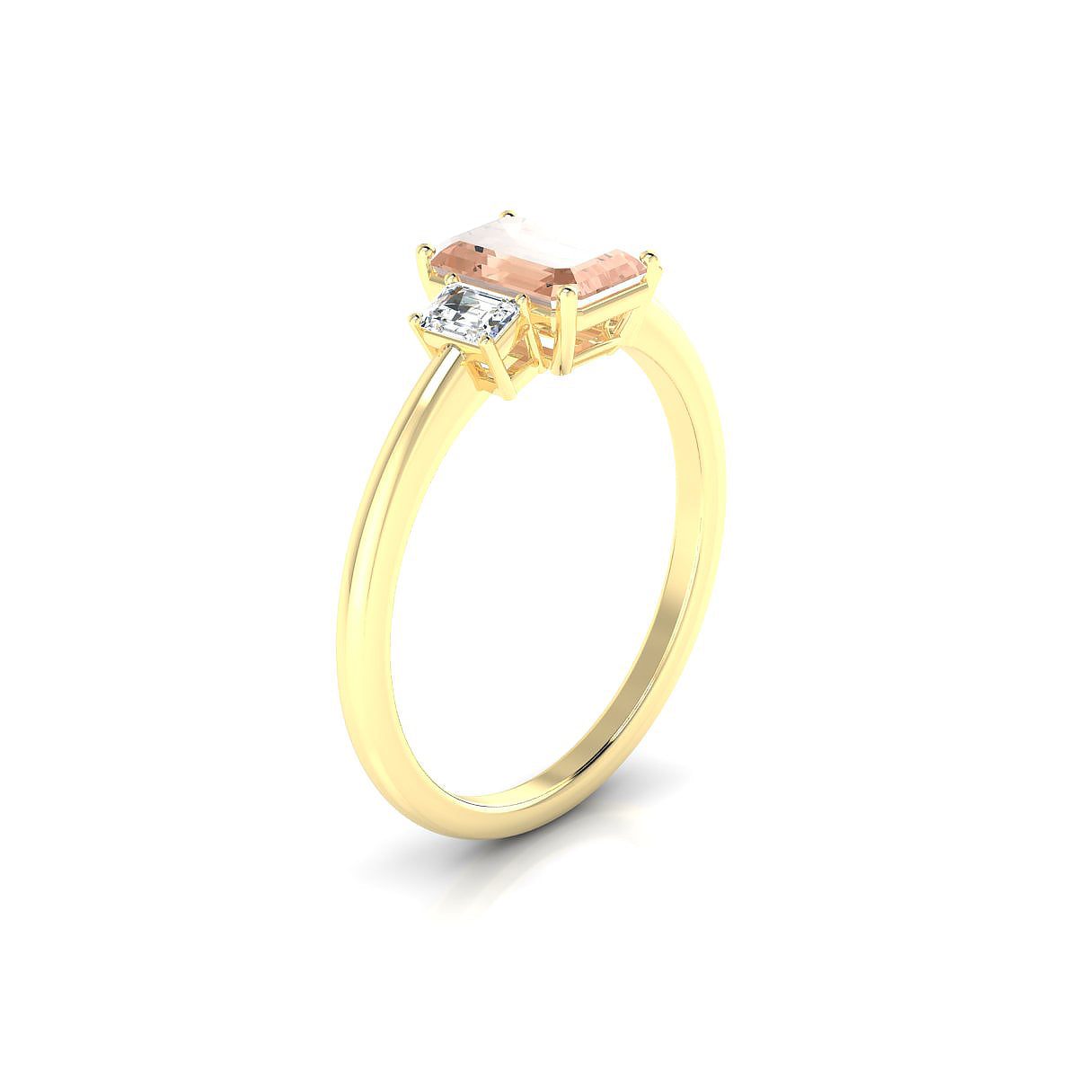 Trio | 18k Yellow Gold 7 x 5 mm Emerald Morganite Ring