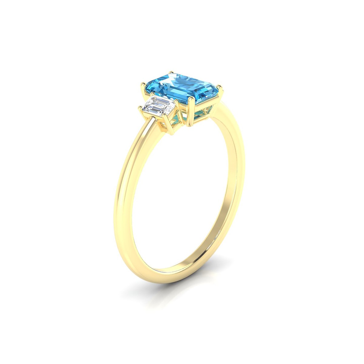 Trio | 18k Yellow Gold 7 x 5 mm Emerald Topaz Ring