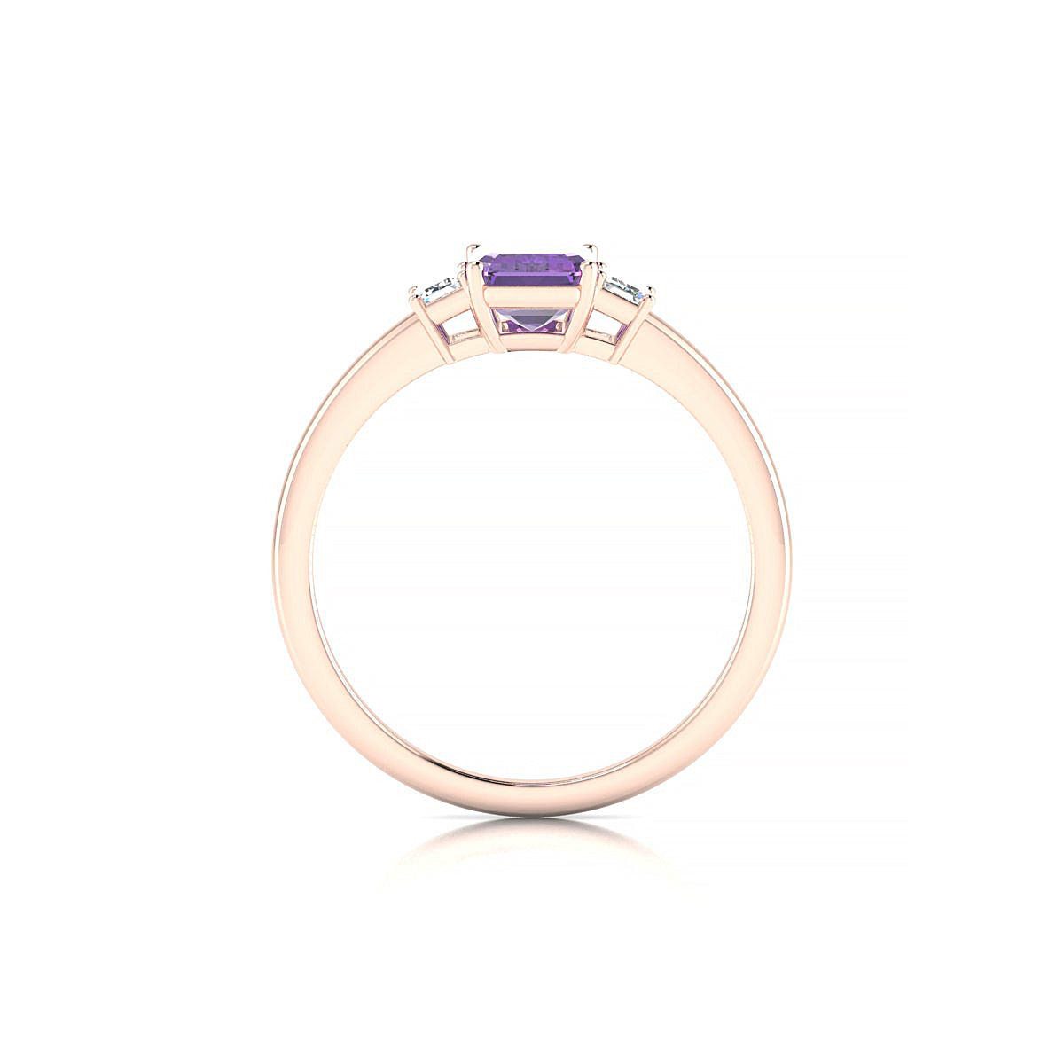 Trio | 18k Rose Gold 7 x 5 mm Emerald Amethyst Ring
