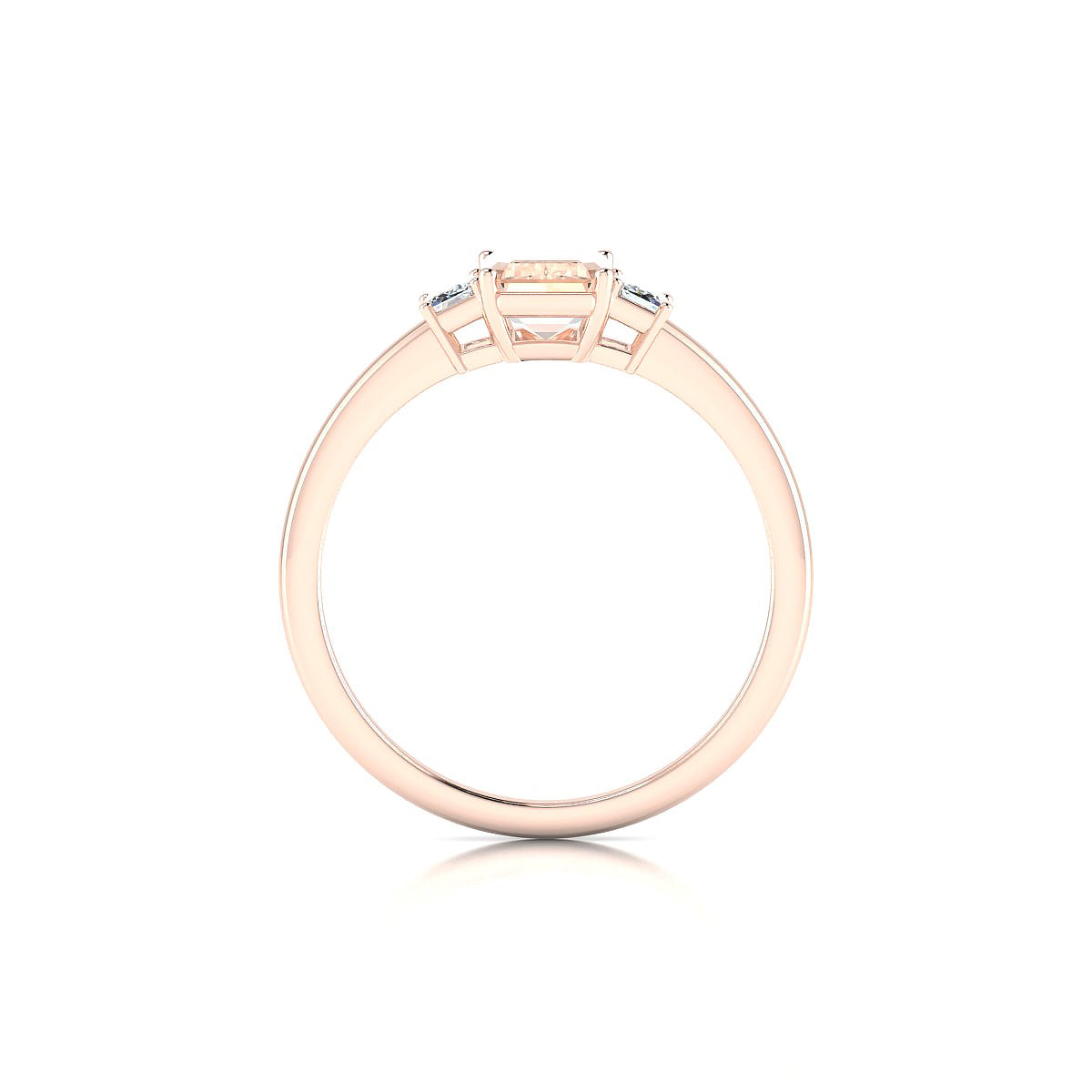 Trio | 18k Rose Gold 7 x 5 mm Emerald Morganite Ring