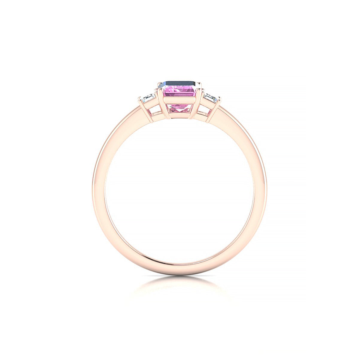 Trio | 18k Rose Gold 7 x 5 mm Emerald Pink Sapphire Ring