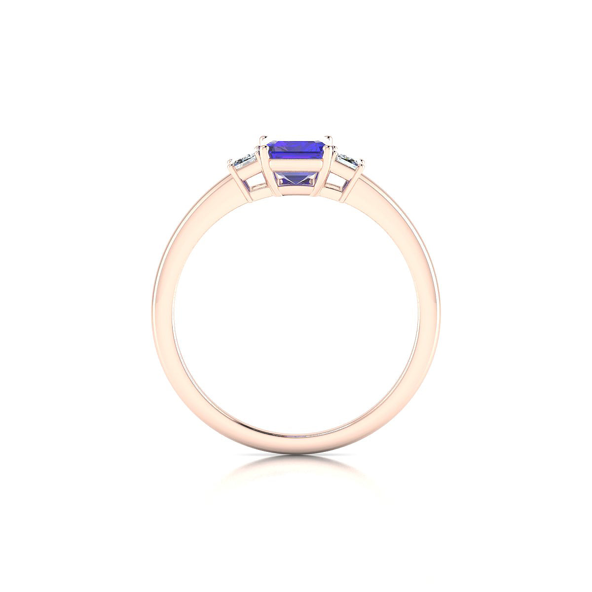 Trio | 18k Rose Gold 7 x 5 mm Emerald Tanzanite Ring