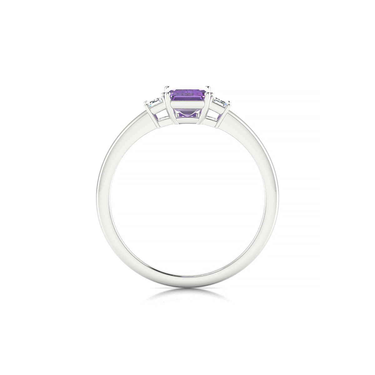 Trio | 18k White Gold 7 x 5 mm Emerald Amethyst Ring