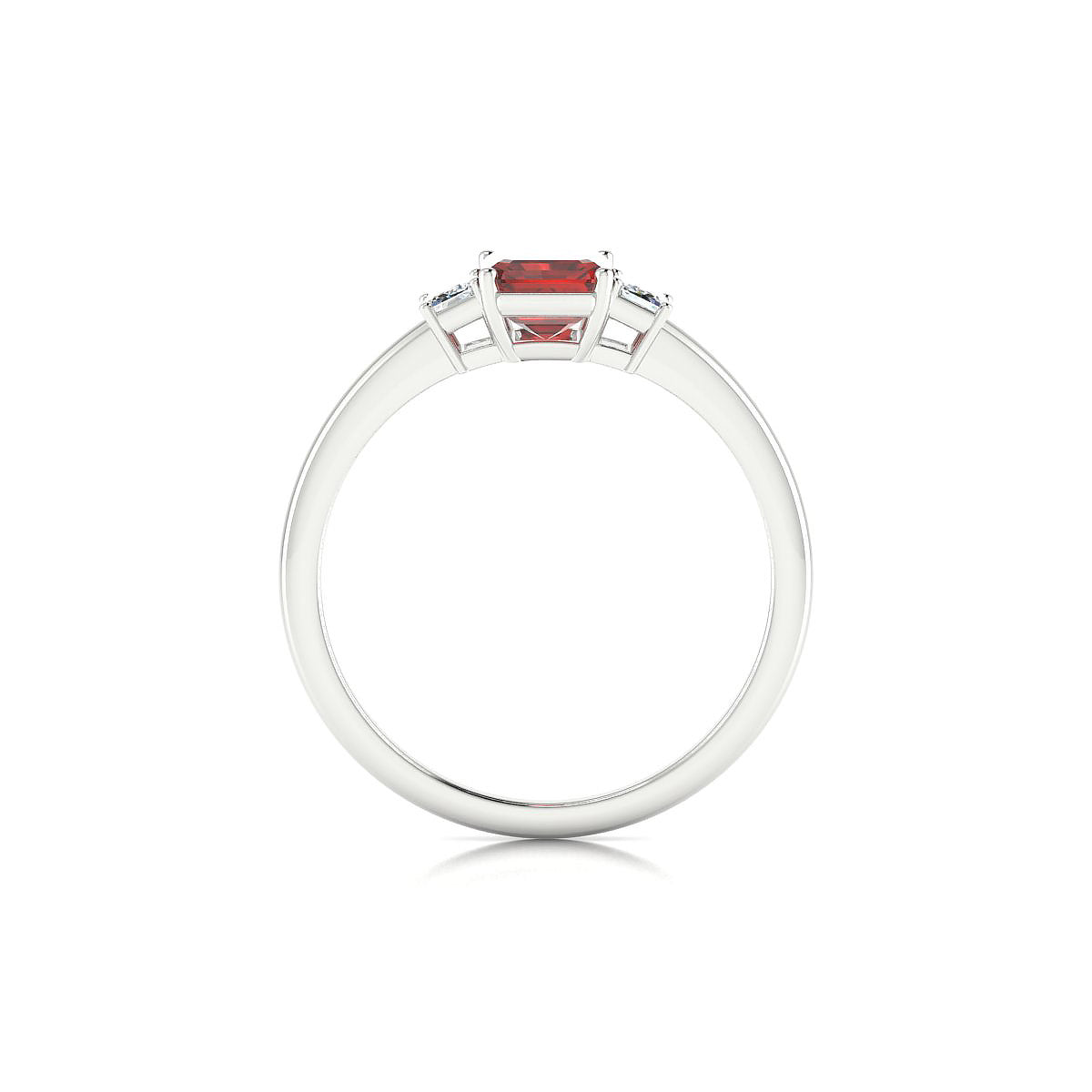 Trio | 18k White Gold 7 x 5 mm Emerald Garnet Ring