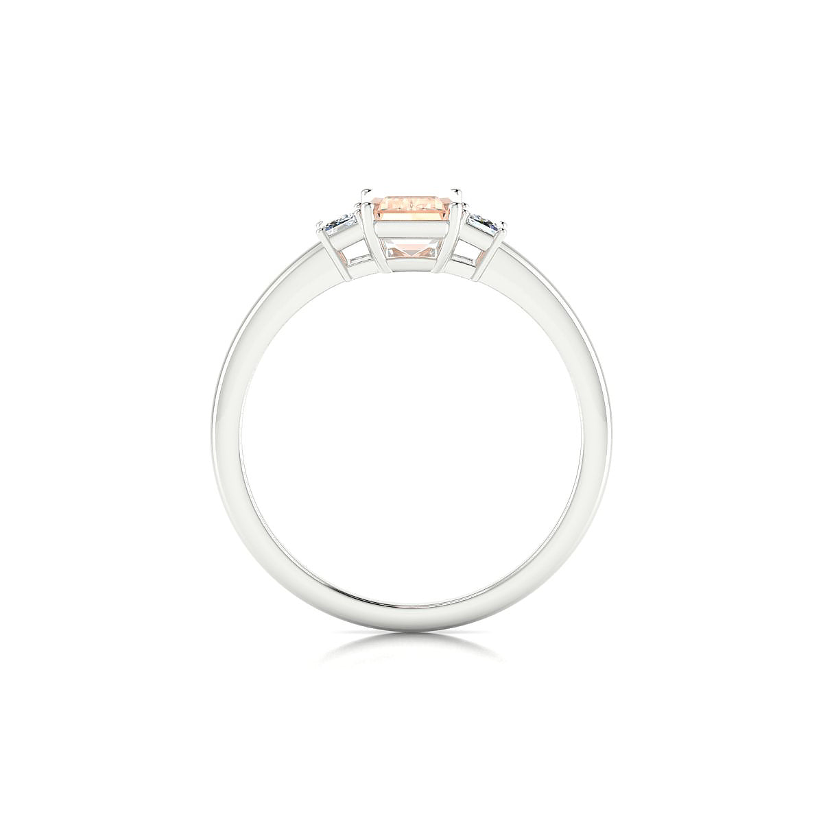 Trio | 18k White Gold 7 x 5 mm Emerald Morganite Ring