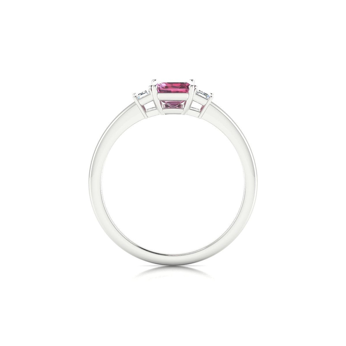 Trio | 18k White Gold 7 x 5 mm Emerald Rhodolite Ring