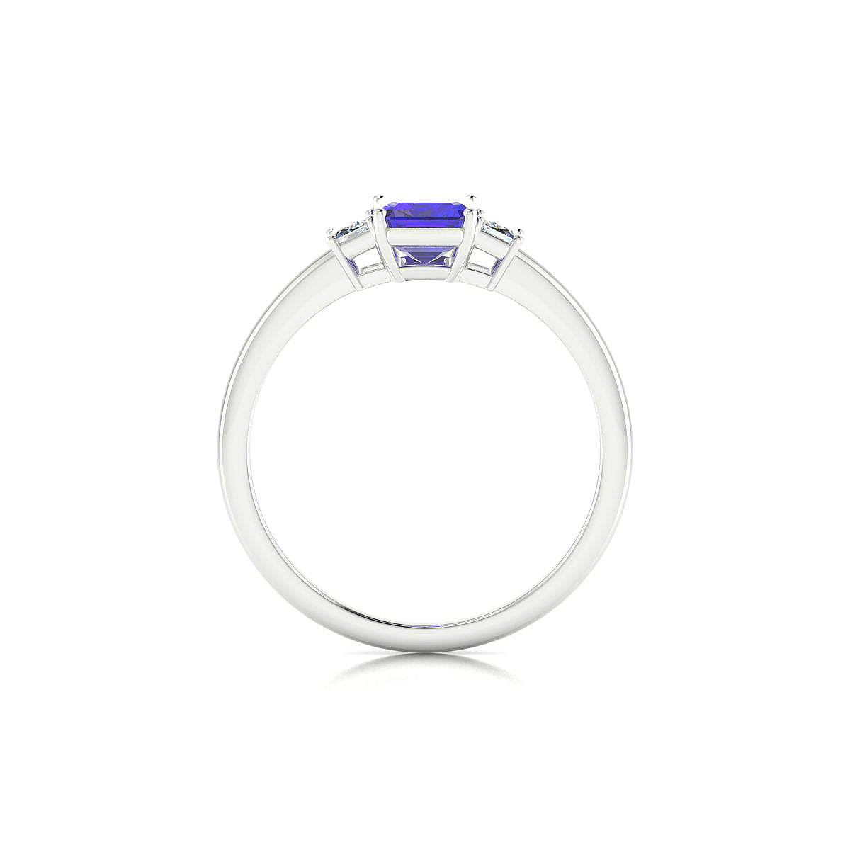 Trio | 18k White Gold 7 x 5 mm Emerald Tanzanite Ring