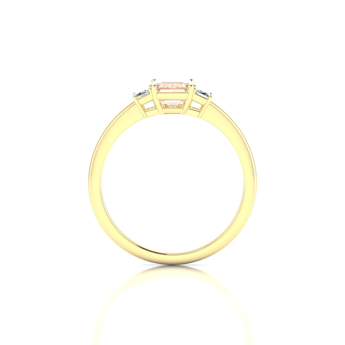 Trio | 18k Yellow Gold 7 x 5 mm Emerald Morganite Ring