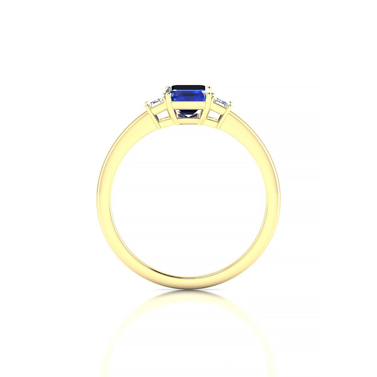 Trio | 18k Yellow Gold 7 x 5 mm Emerald Sapphire Ring