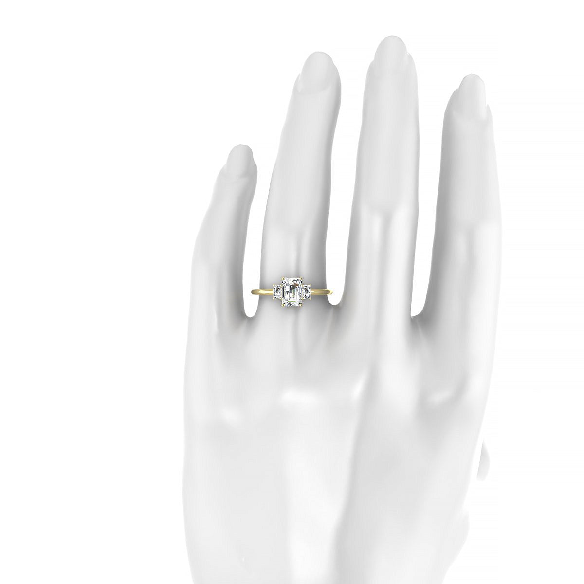 Trio | 18k Yellow Gold 7 x 5 mm Emerald Diamond Ring