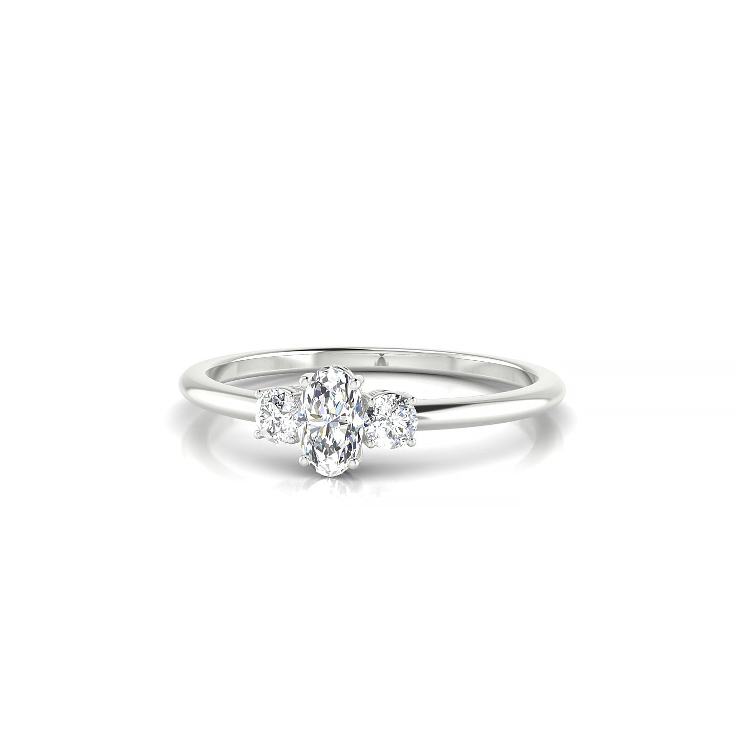 Trio | 18k White Gold 5 x 3 mm Oval Diamond Ring