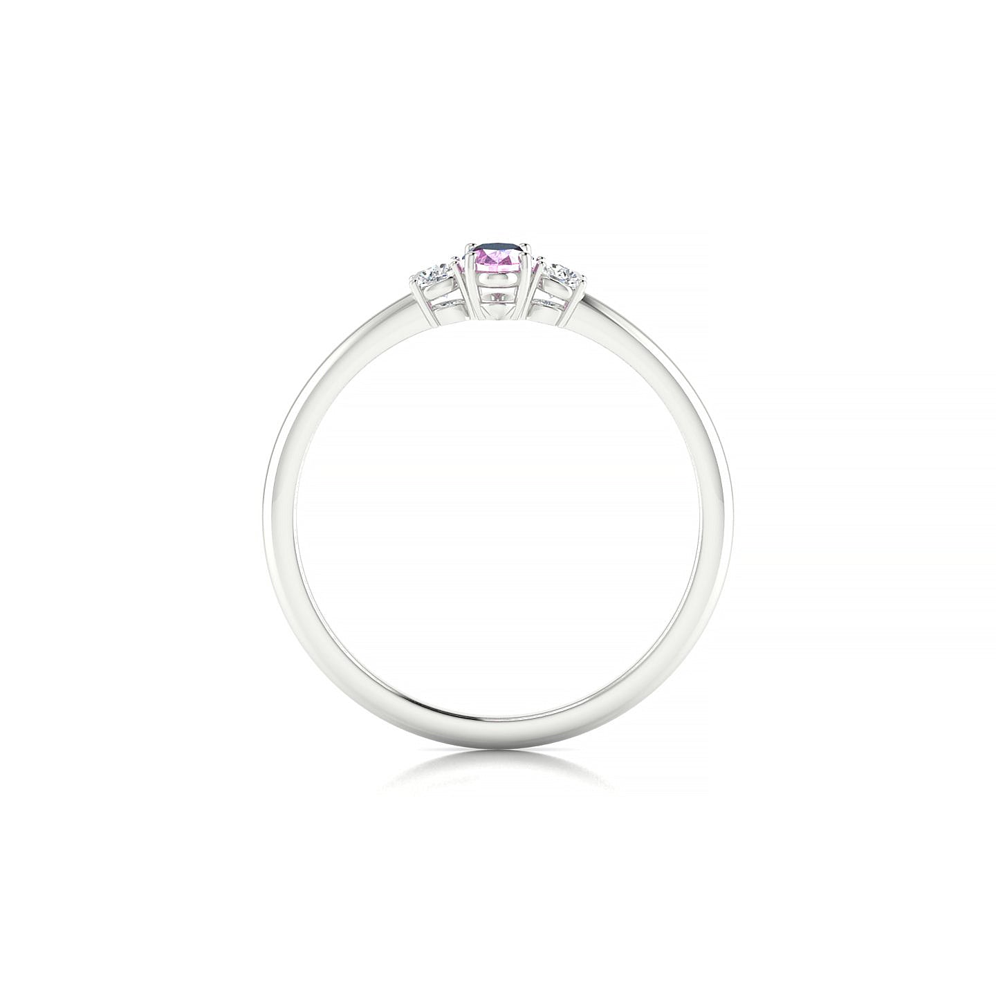 Trio | 18k White Gold 5 x 3 mm Oval Pink Sapphire Ring