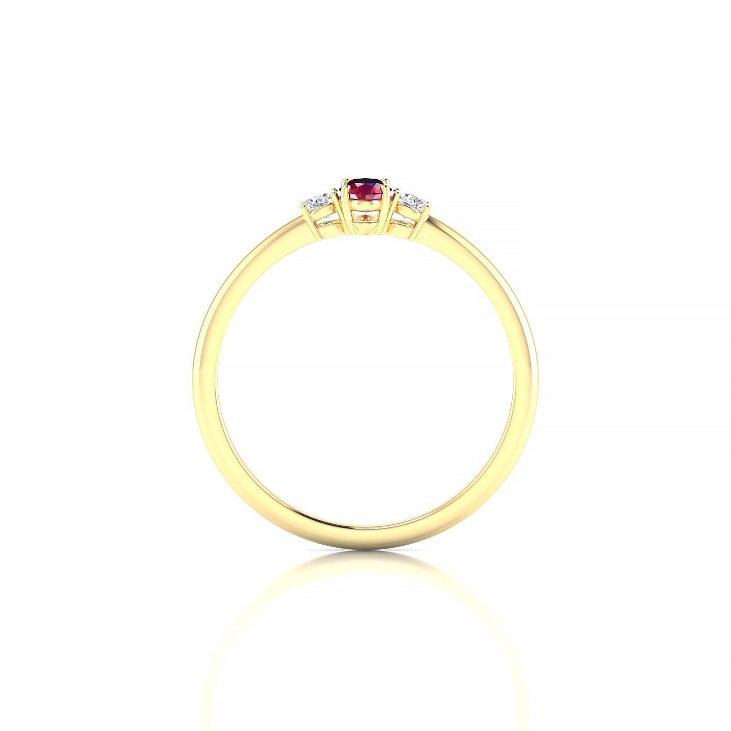 Trio | 18k Yellow Gold 5 x 3 mm Oval Ruby Ring