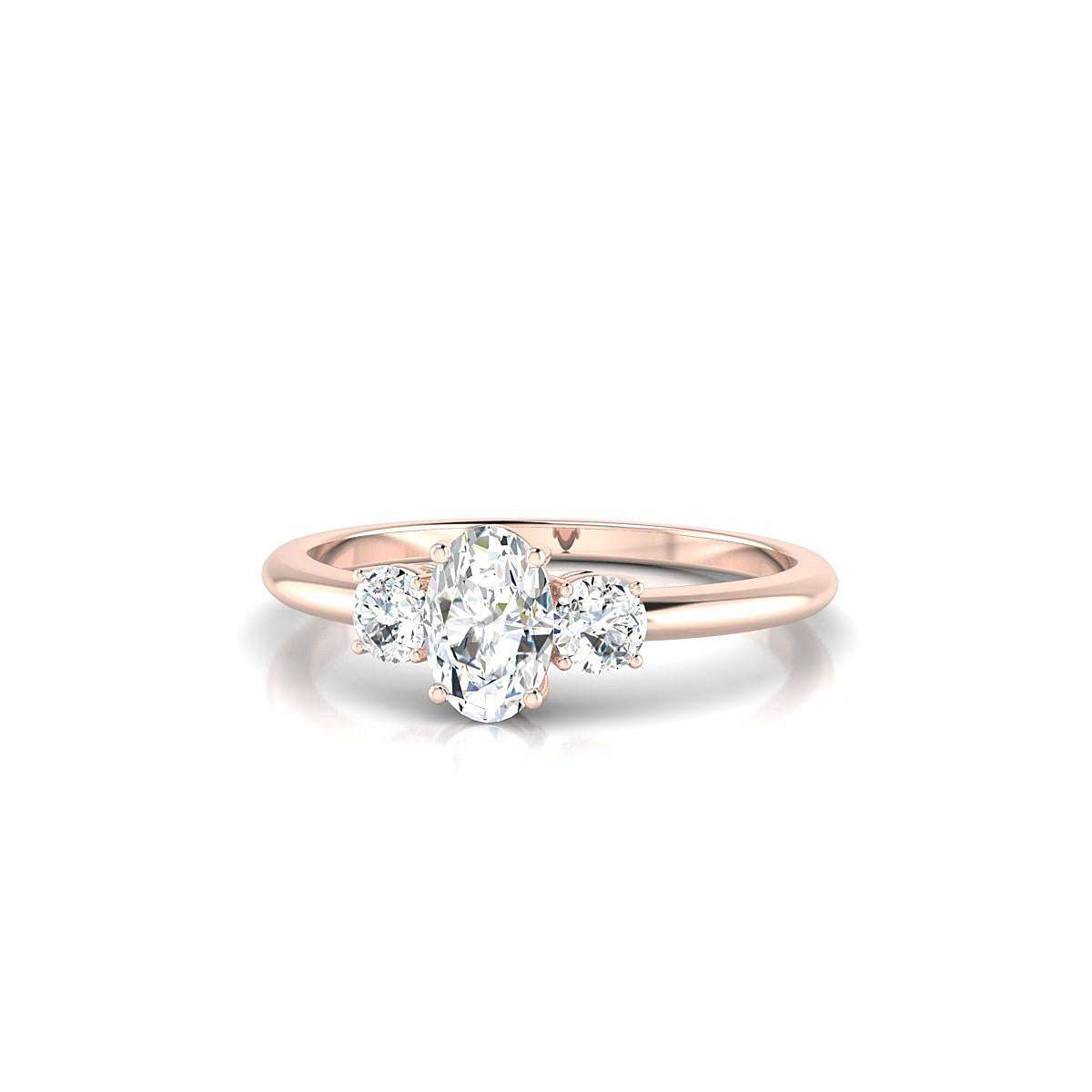 Trio | 18k Rose Gold 6 x 4 mm Oval Diamond Ring