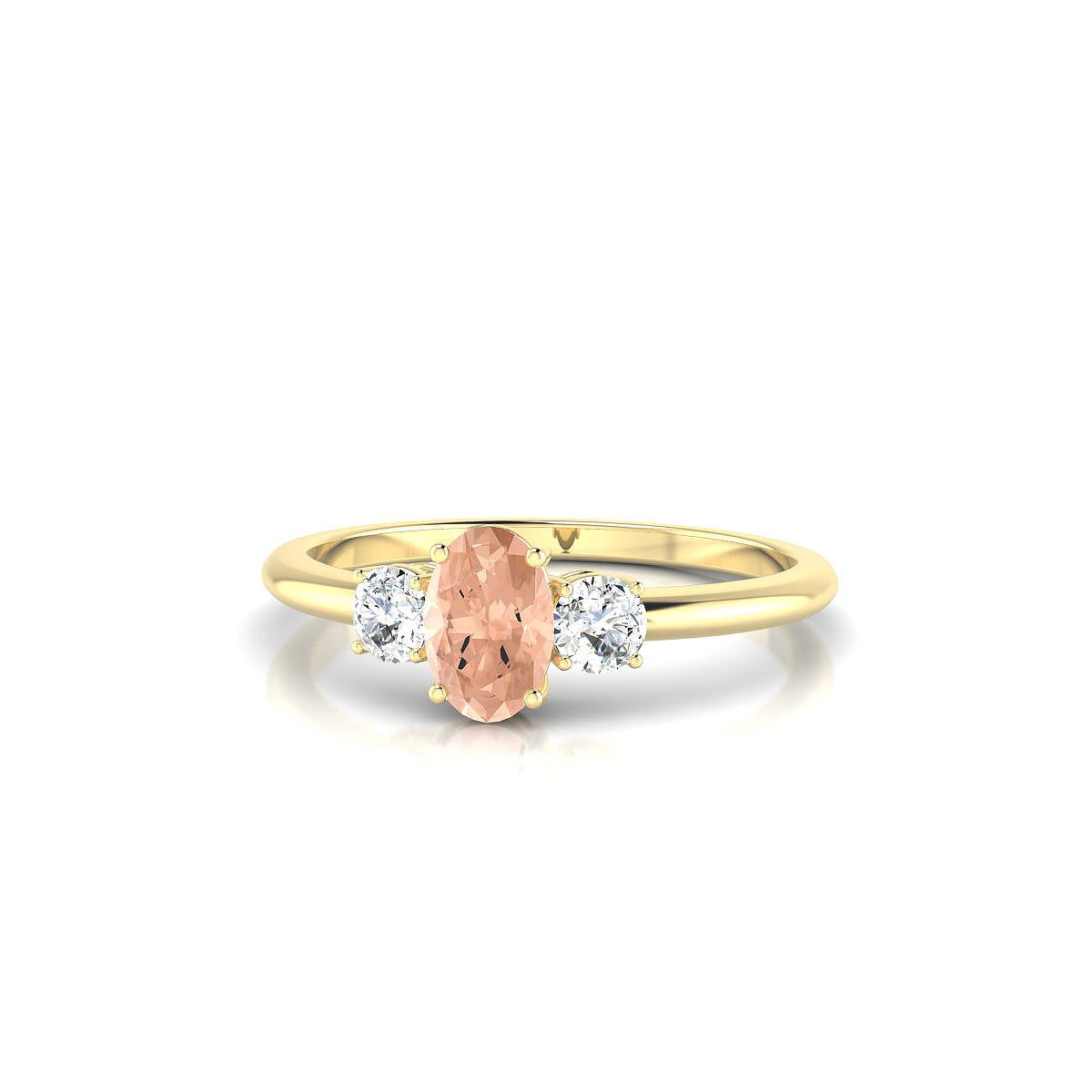 Trio | 18k Yellow Gold 6 x 4 mm Oval Morganite Ring