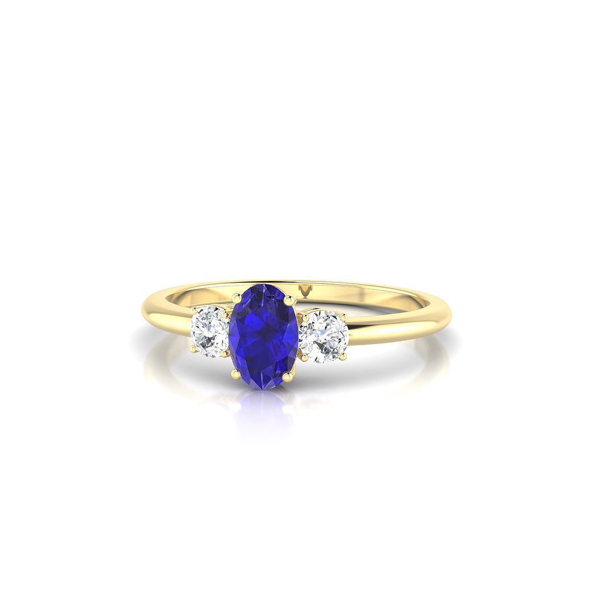 Trio | 18k Yellow Gold 6 x 4 mm Oval Tanzanite Ring