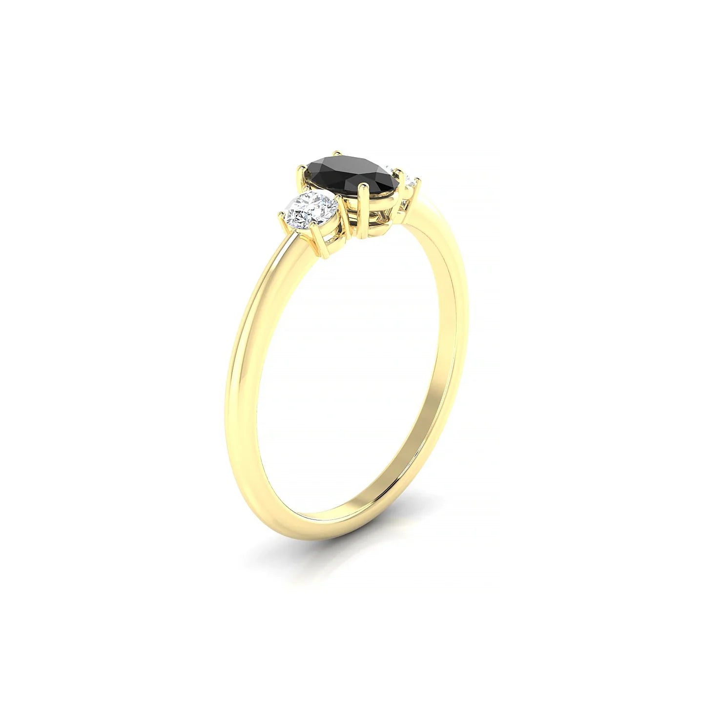 Trio | 18k Yellow Gold 6 x 4 mm Oval Black Diamond Ring