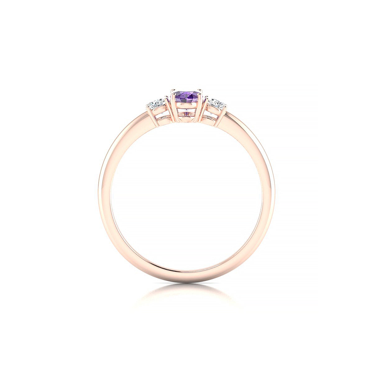 Trio | 18k Rose Gold 6 x 4 mm Oval Amethyst Ring