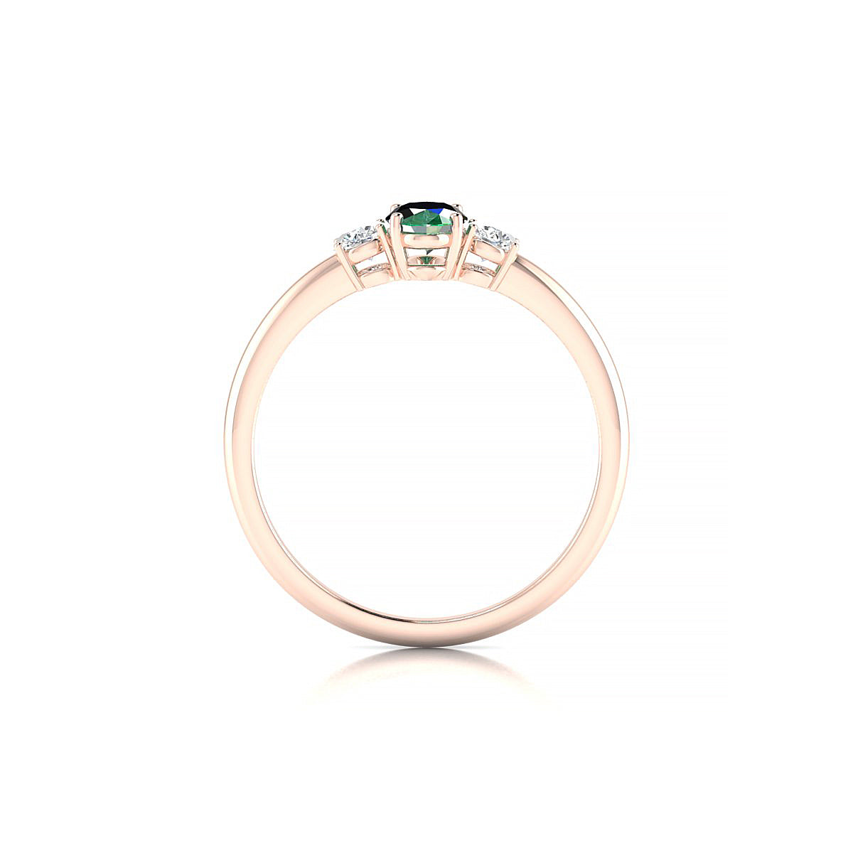 Trio | 18k Rose Gold 6 x 4 mm Oval Emerald Ring
