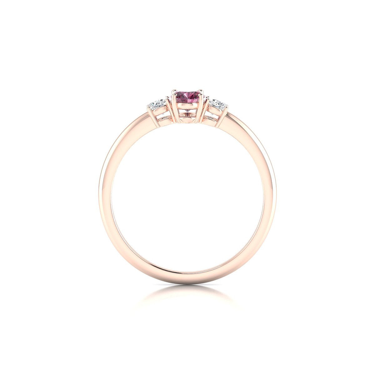 Trio | 18k Rose Gold 6 x 4 mm Oval Rhodolite Ring