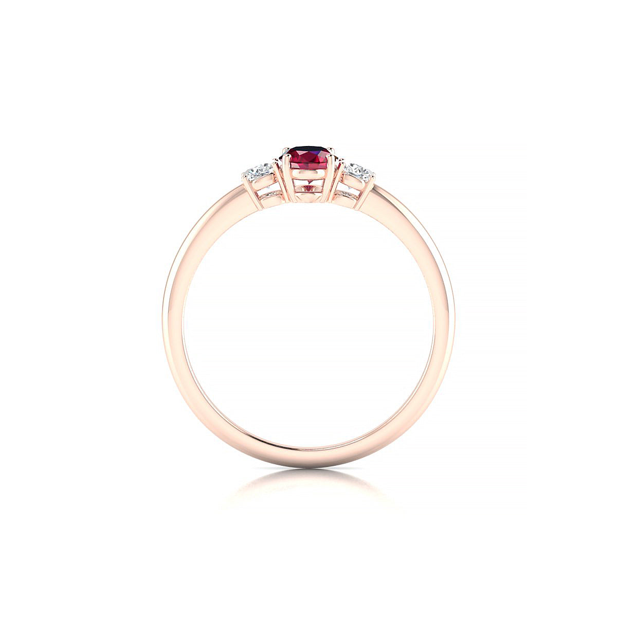 Trio | 18k Rose Gold 6 x 4 mm Oval Ruby Ring