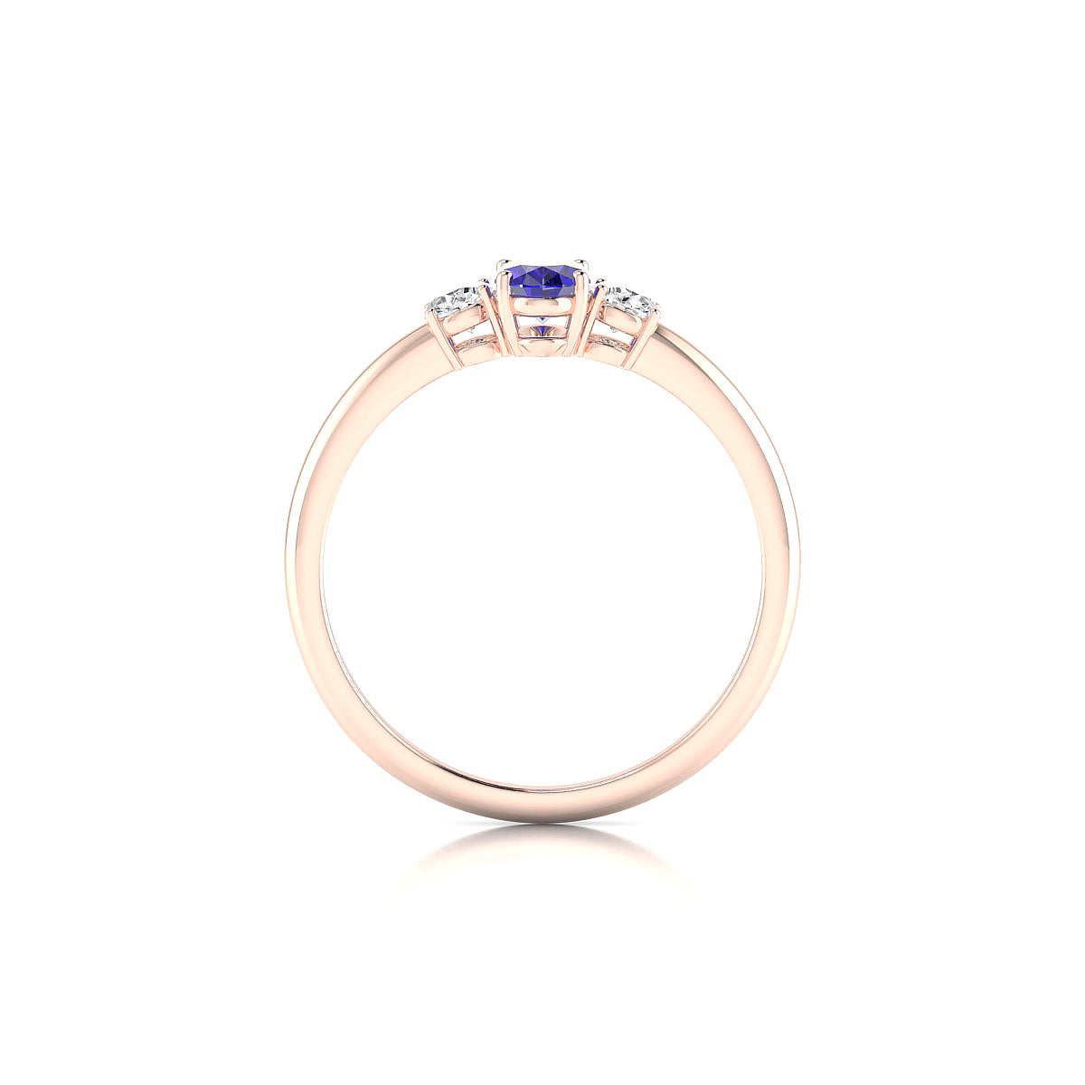 Trio | 18k Rose Gold 6 x 4 mm Oval Tanzanite Ring