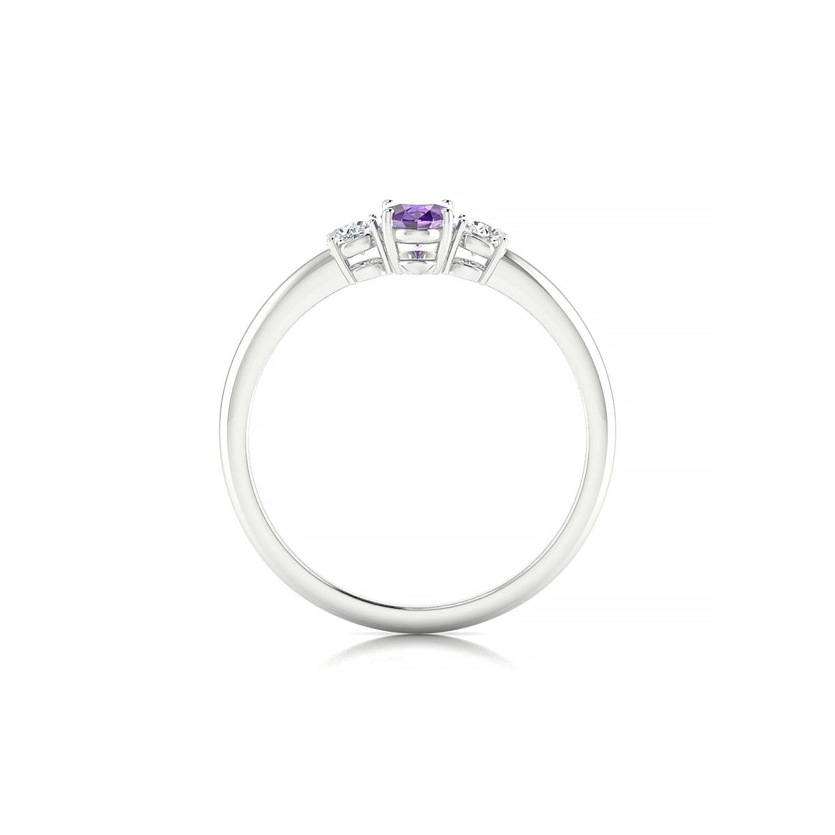 Trio | 18k White Gold 6 x 4 mm Oval Amethyst Ring
