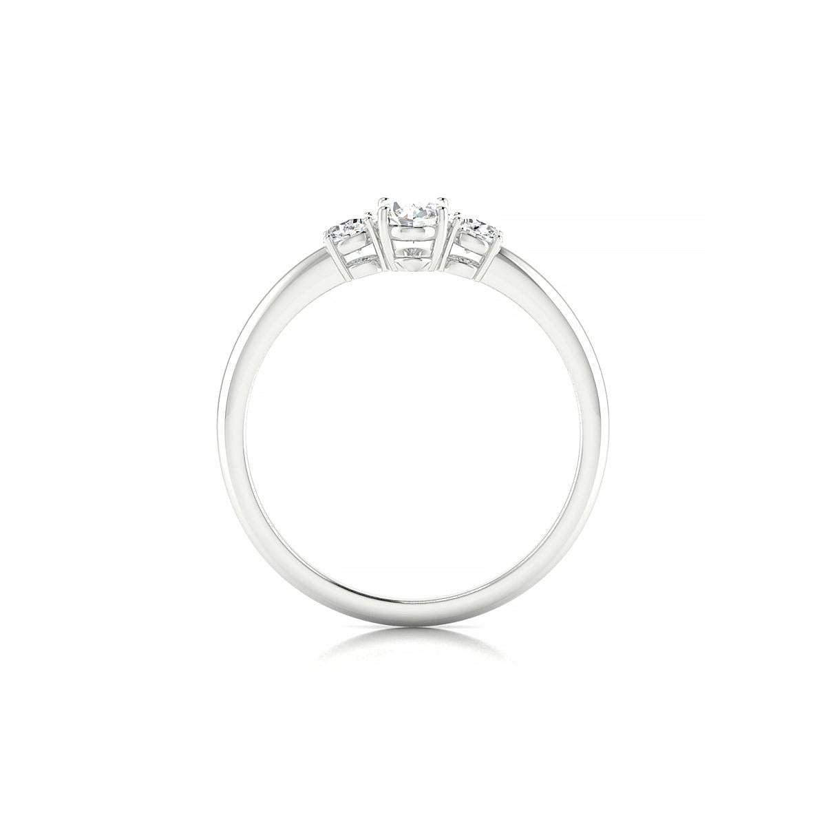 Trio | 18k White Gold 6 x 4 mm Oval Diamond Ring