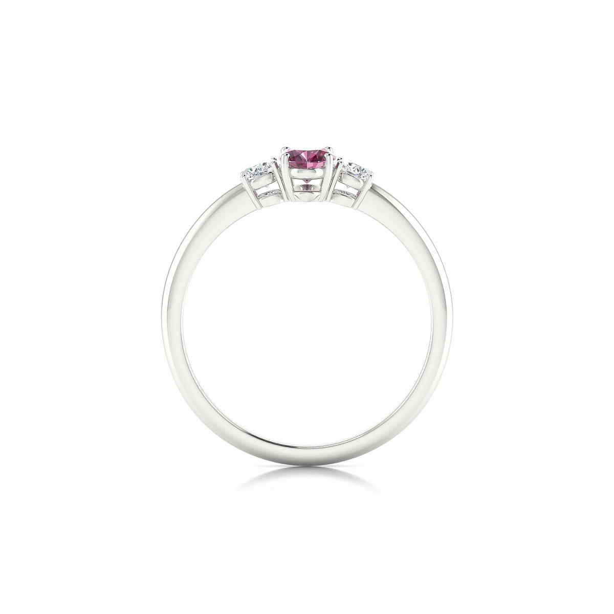 Trio | 18k White Gold 6 x 4 mm Oval Rhodolite Ring