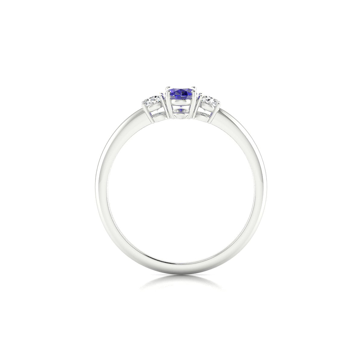 Trio | 18k White Gold 6 x 4 mm Oval Tanzanite Ring