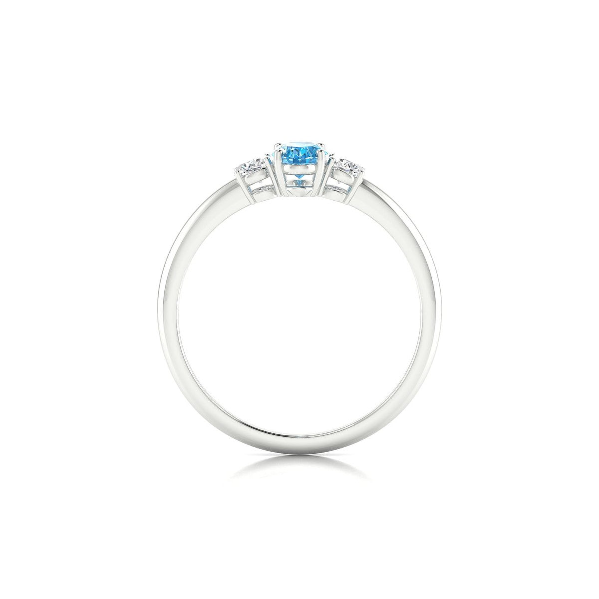 Trio | 18k White Gold 6 x 4 mm Oval Topaz Ring